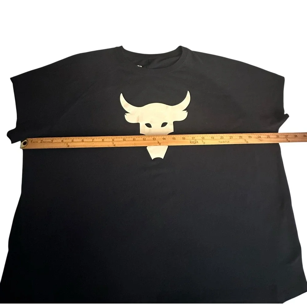 Under Armor‎ Project Rock Womens T Shirt XL Black Loose Fit Logo Iron Paradise